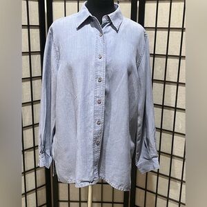 PENDLETON WOMENS VINTAGE DENIM BLUE LONG SLEEVE TENCEL SHIRT, SIZE XL